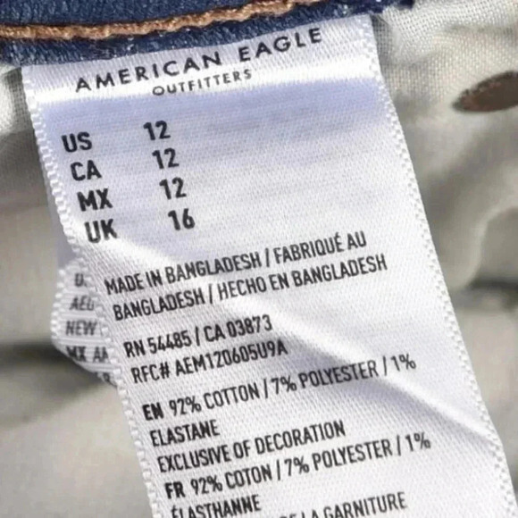 American Eagle Hi-Rise Shortie Jean Shorts Distressed Button Fly Medium  Wash 12 - Picture 8 of 11